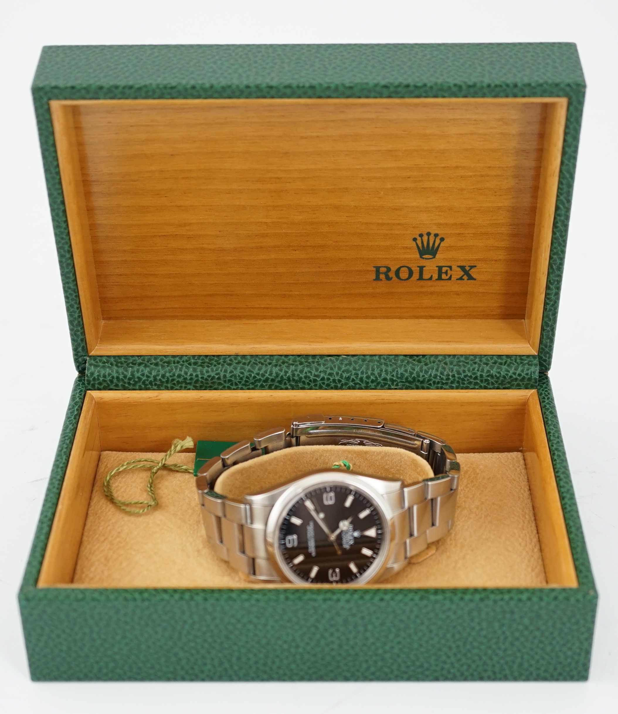 A gentleman's 2004 stainless steel Rolex Oyster Perpetual Explorer wrist watch